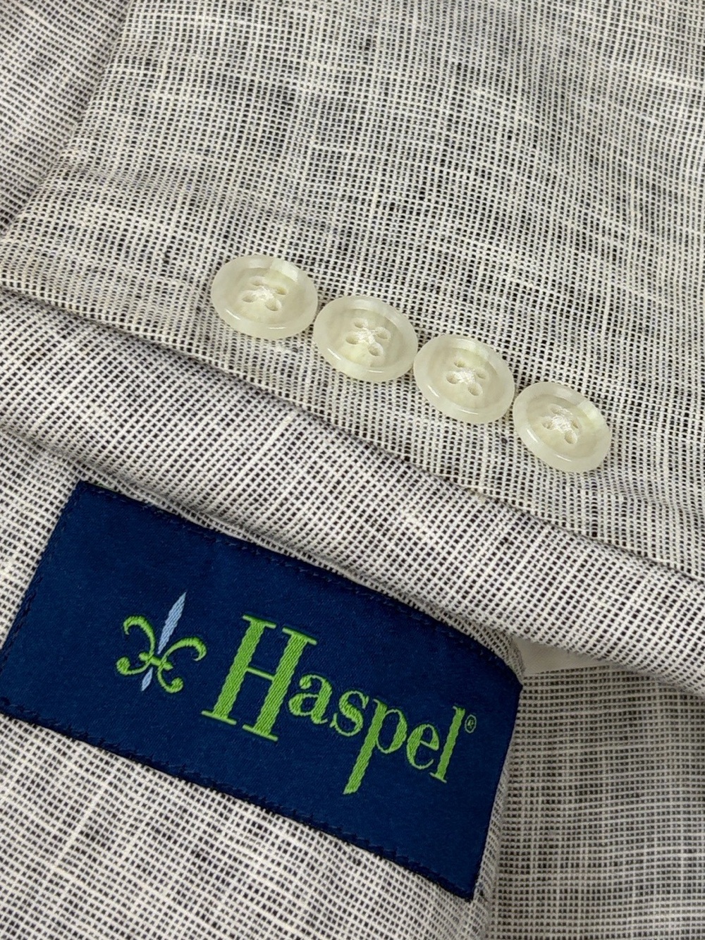 Haspel Sport Coat Mens 40R Light Gray Melange Linen Half Lined Blazer